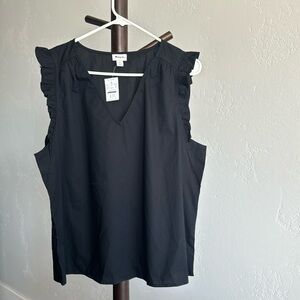 J.Crew Black Ruffled Sleeveless Top Size XL New with Tags